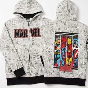 Marvel Heroes Zip-Up Hoodie - Black, White, Red, Blue